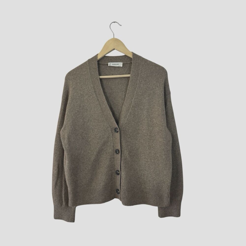 Everlane Small Cocoon Sweater Cardigan Brown Cotton Wool Alpaca Womens READ